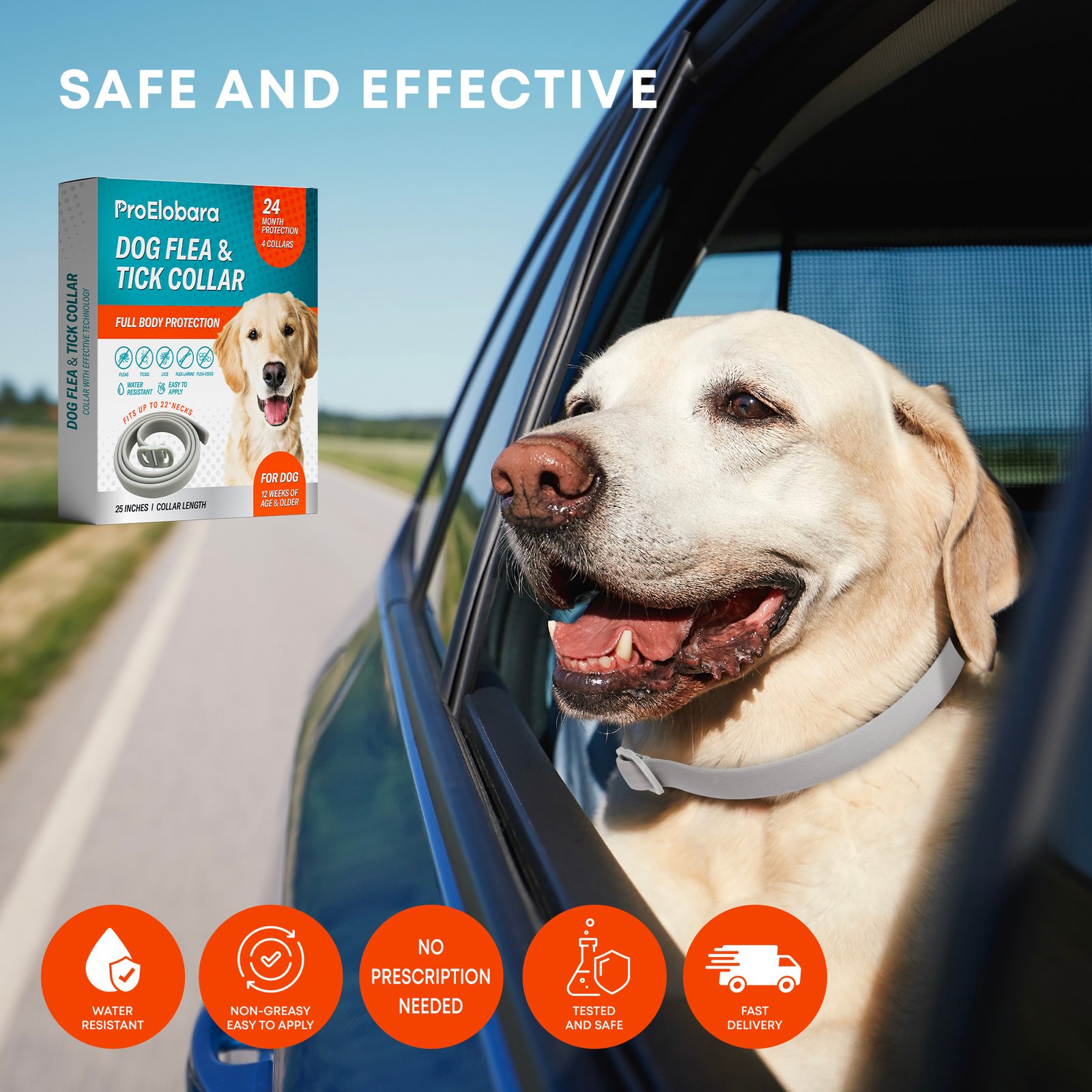 thumbnail image 2 of Keep Your Pup Pest-Free: Long-Lasting Flea & Tick Collar With Fly Defense 2 of 6